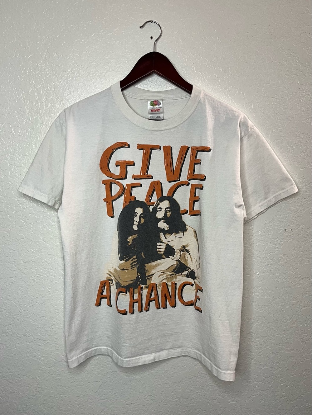 Vintage John Lennon Yoko Ono Give Peace a Chance Graphic Tee Size Large